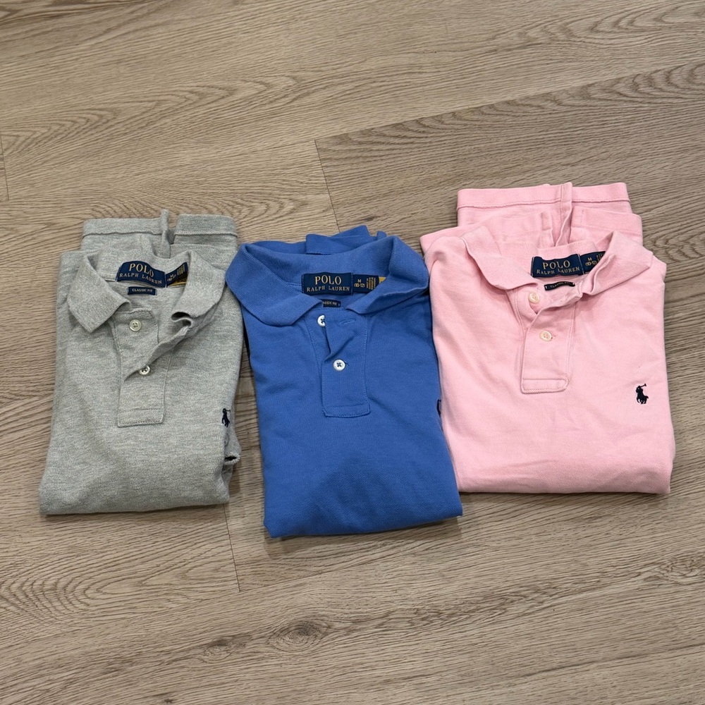 Ralph Lauren SET Kids Polo Shirts - Gray, Blue, Pink